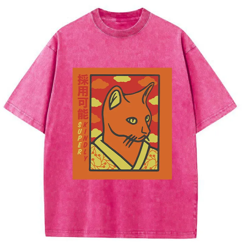 Tokyo-Tiger Super Kindly Cat Washed T-Shirt