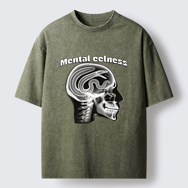 Tokyo-Tiger Mental Eelness Funny Washed T-Shirt