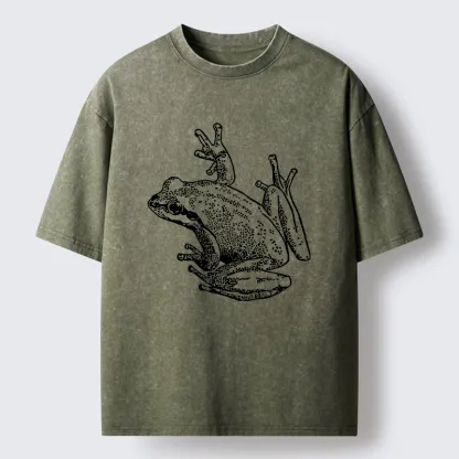 Tokyo-Tiger Frogs Lying On Clothes Washed T-Shirt