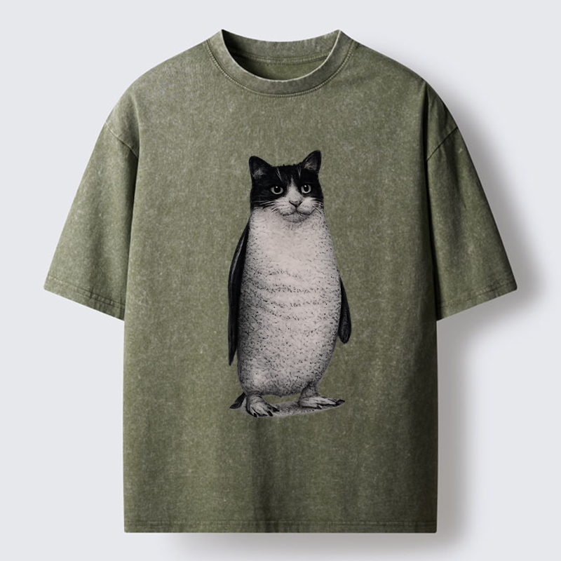 Tokyo-Tiger Penguin Cat Washed T-Shirt