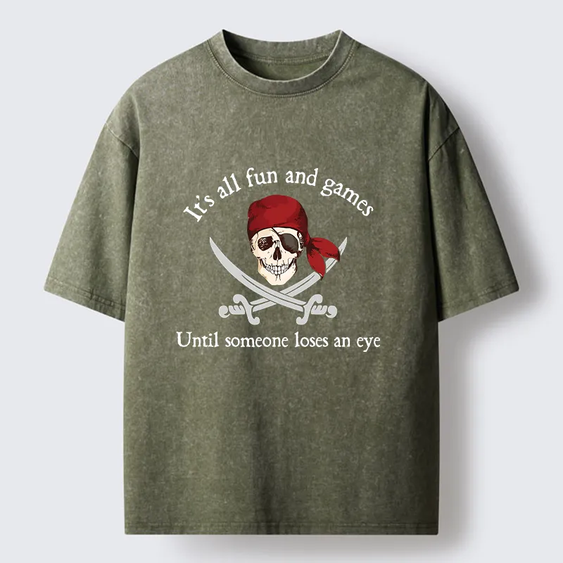 Tokyo-Tiger Humorous Pirates Washed T-Shirt