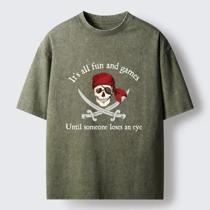 Tokyo-Tiger Humorous Pirates Washed T-Shirt