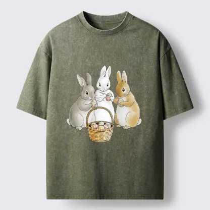 Tokyo-Tiger Rabbit Decorating Eggs Washed T-Shirt
