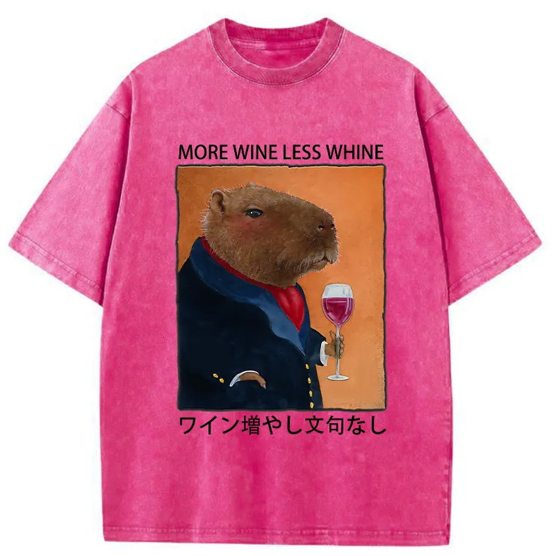 Tokyo-Tiger Capybara More Wine Less Whine Washed T-Shirt Sale