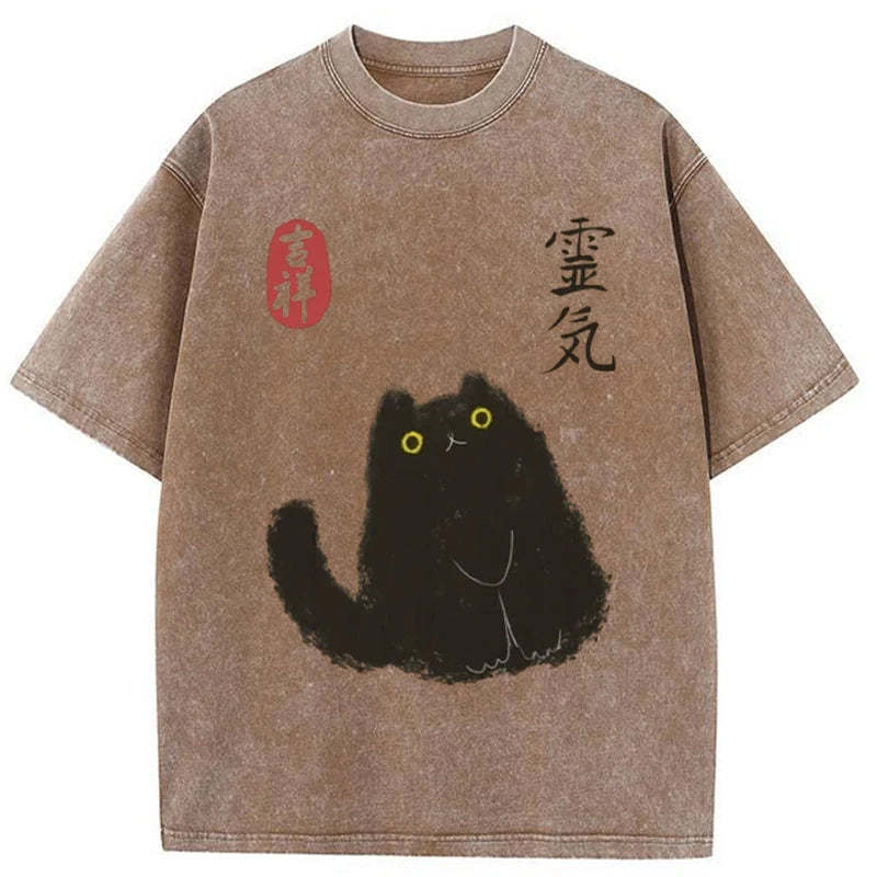 Tokyo-Tiger Black Civet Cat Washed T-Shirt