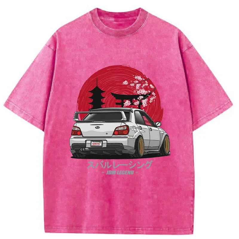 Tokyo-Tiger Subaru Racing Car Japanese Washed T-Shirt Sale Tokyo-Tiger Subaru Racing Car Japanese Washed T-Shirt Sale