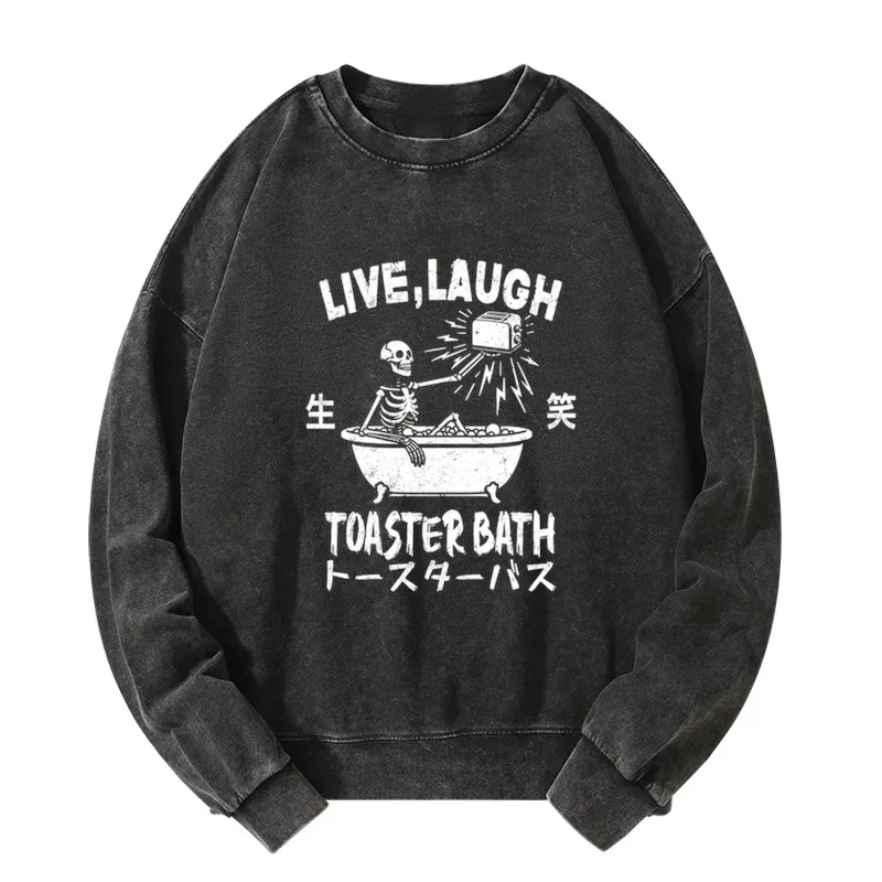 Tokyo-Tiger Funny Electric Shock Skeleton Washed Sweatshirt