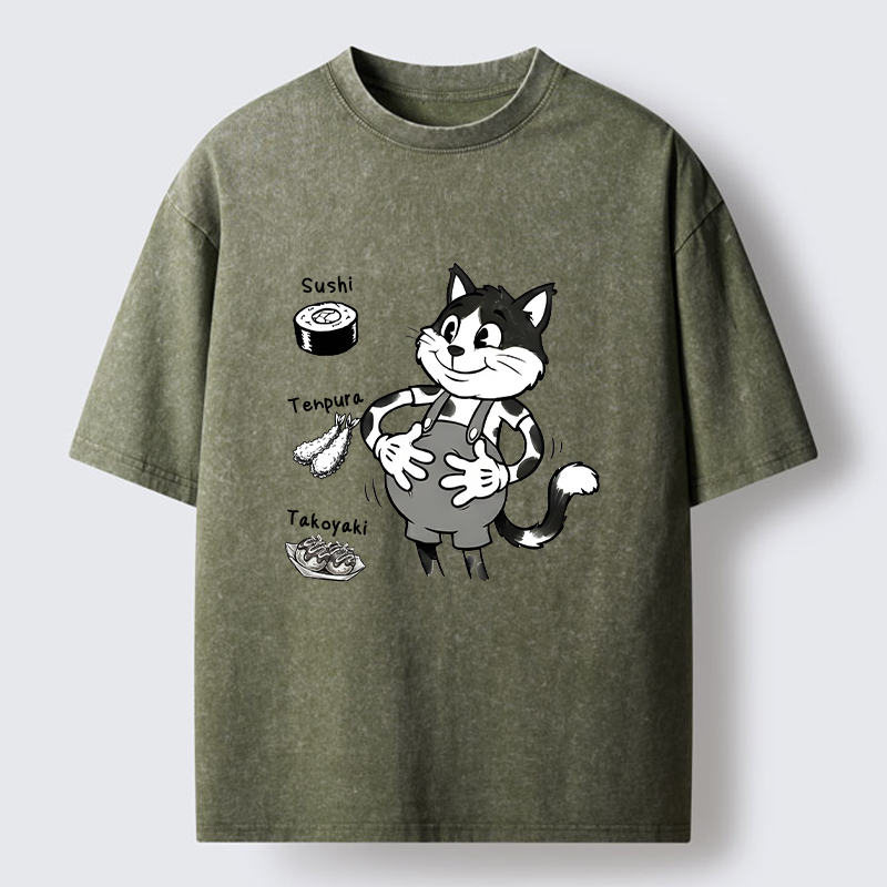 Tokyo-Tiger Cute Cat That's Full Washed T-Shirt
