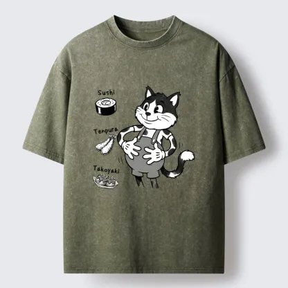 Tokyo-Tiger Cute Cat That's Full Washed T-Shirt