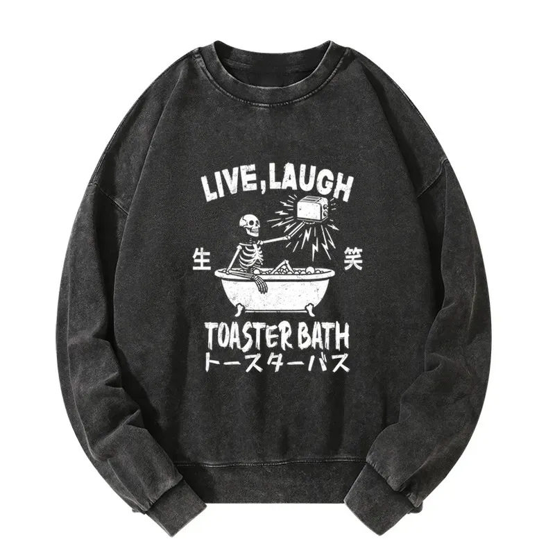 Tokyo-Tiger Funny Electric Shock Skeleton Washed Sweatshirt Sale
