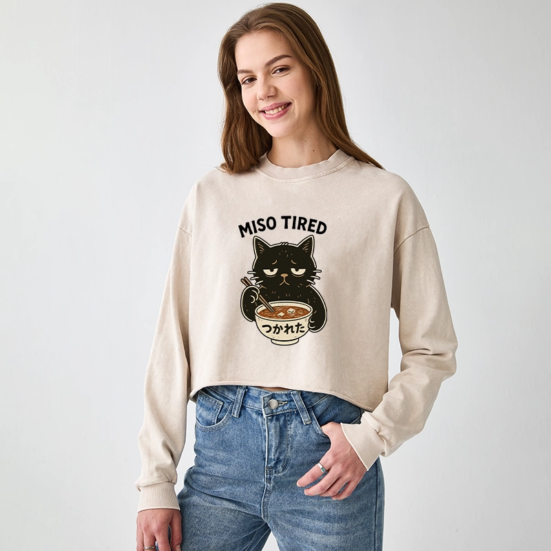 Tokyo-Tiger I’m So Tired Washed Crop Sweatshirt