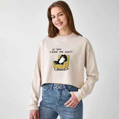 Tokyo-Tiger Unavailable Cat Washed Crop Sweatshirt