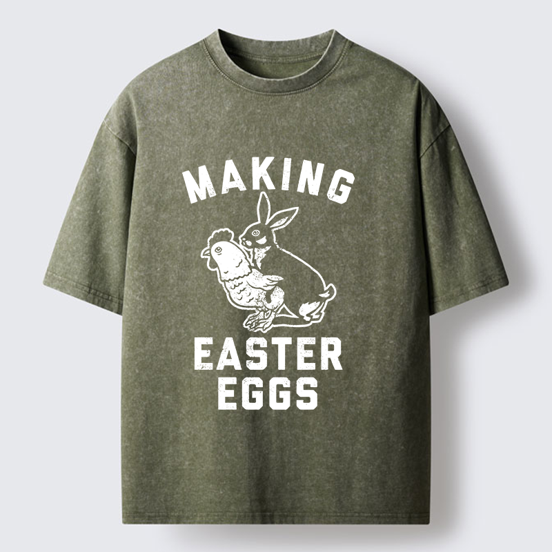 Tokyo-Tiger Making Eggs Easter Washed T-Shirt