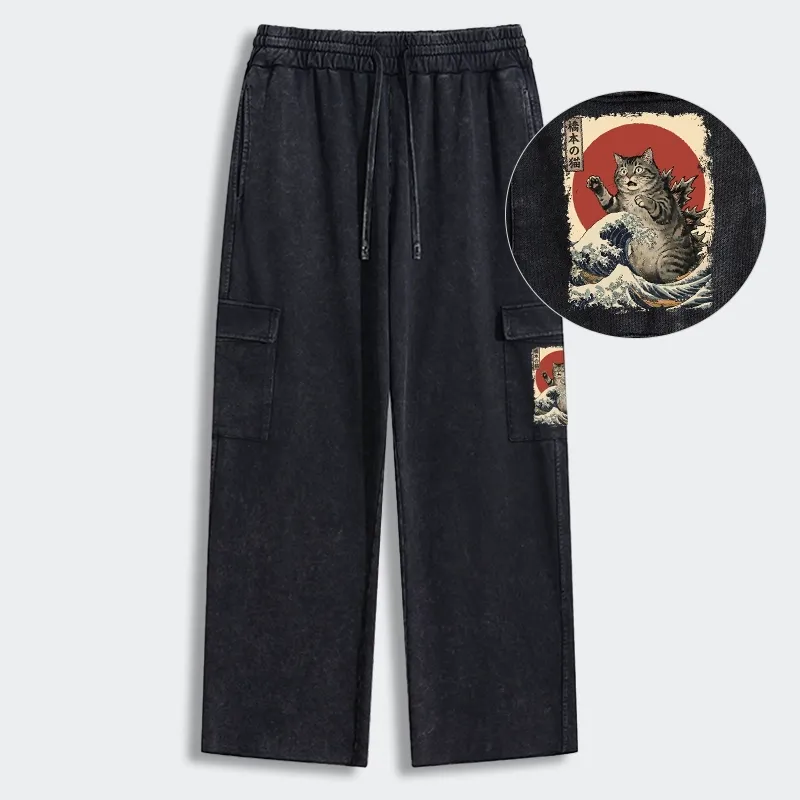 Tokyo-Tiger Catzilla Is Causing Destruction Washed Utility Sweatpants