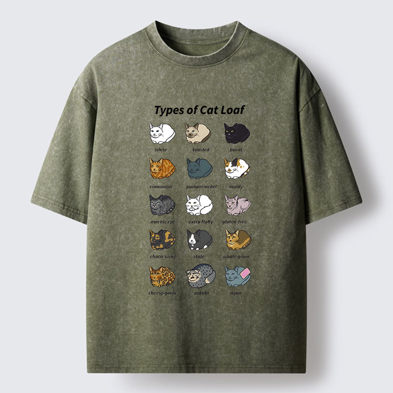 Tokyo-Tiger Various Cat-shaped Breads Washed T-Shirt