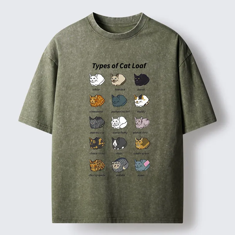 Tokyo-Tiger Various Cat-shaped Breads Washed T-Shirt
