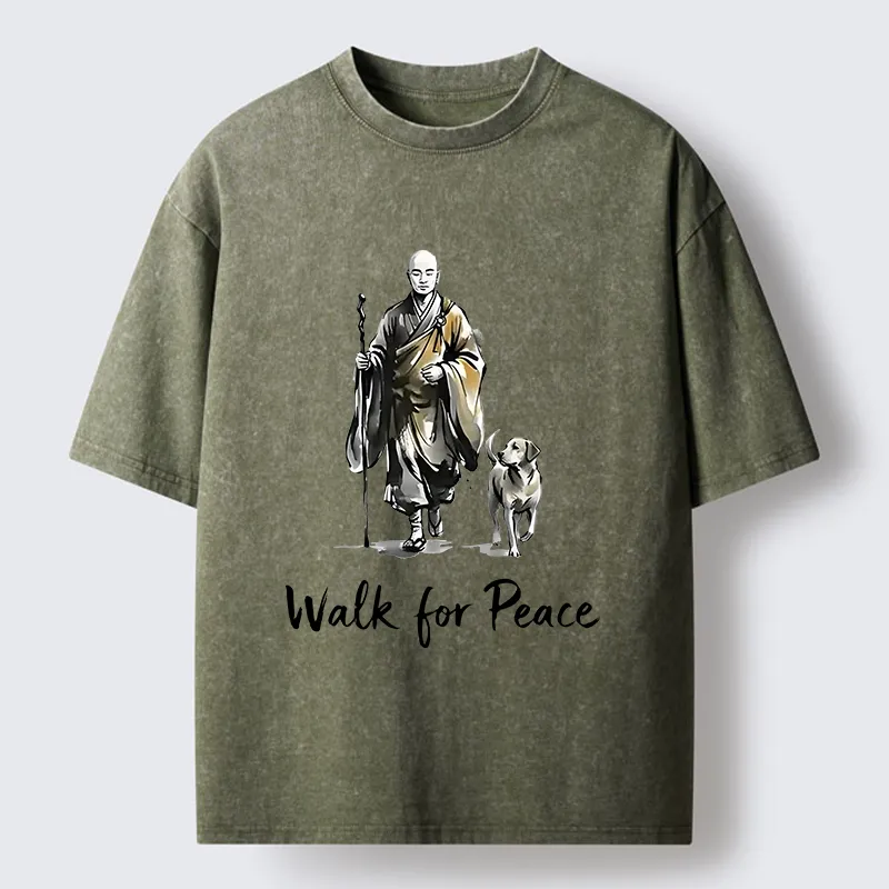 Tokyo-Tiger Peace Dog Aloka Washed T-Shirt