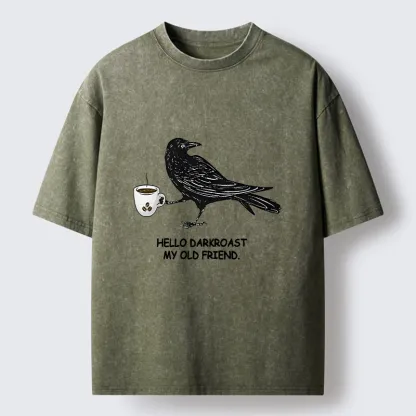 Tokyo-Tiger Raven Funny Washed T-Shirt