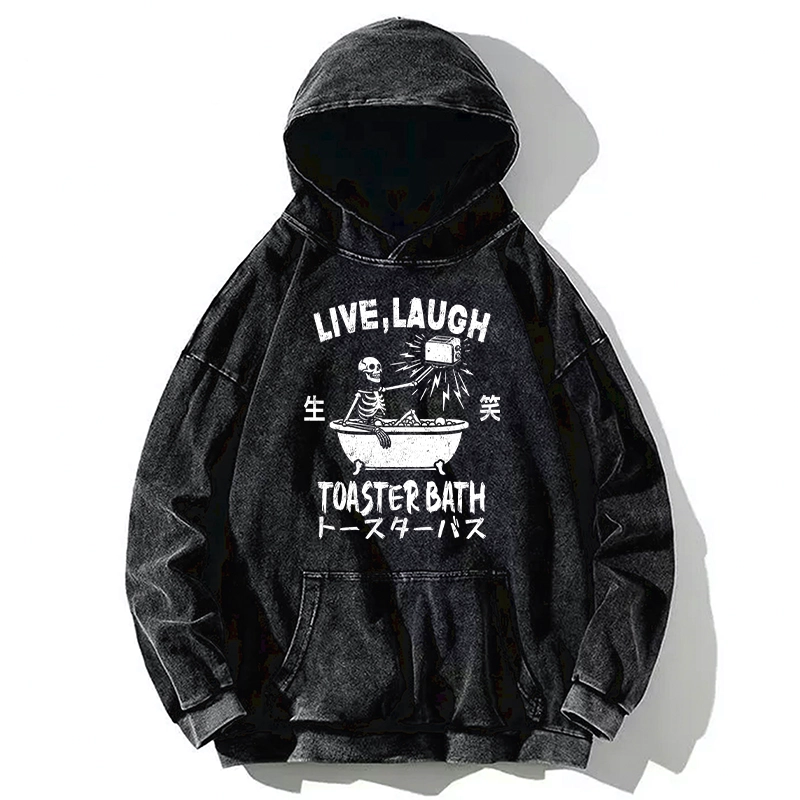 Tokyo-Tiger Funny Electric Shock Skeleton Washed Hoodie