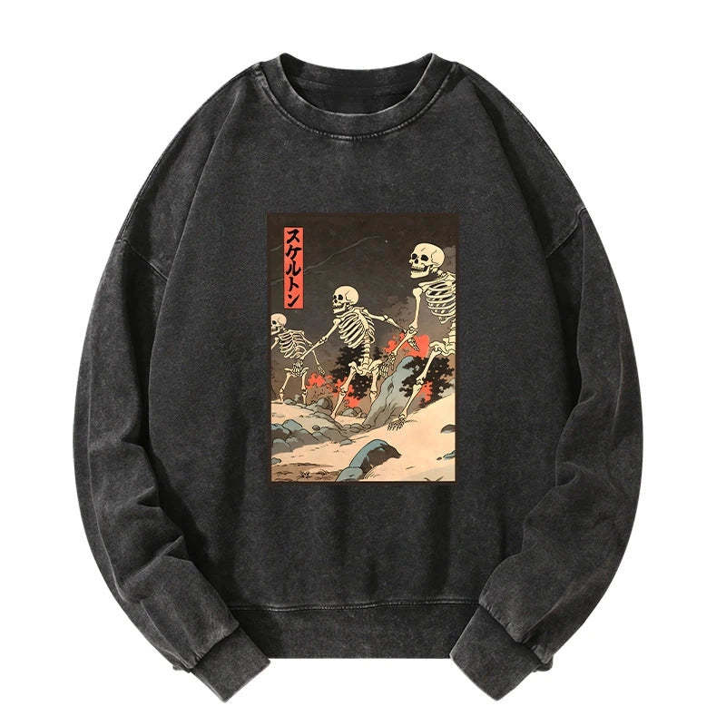 Tokyo-Tiger Japanese Rising Skeletons Washed Sweatshirt