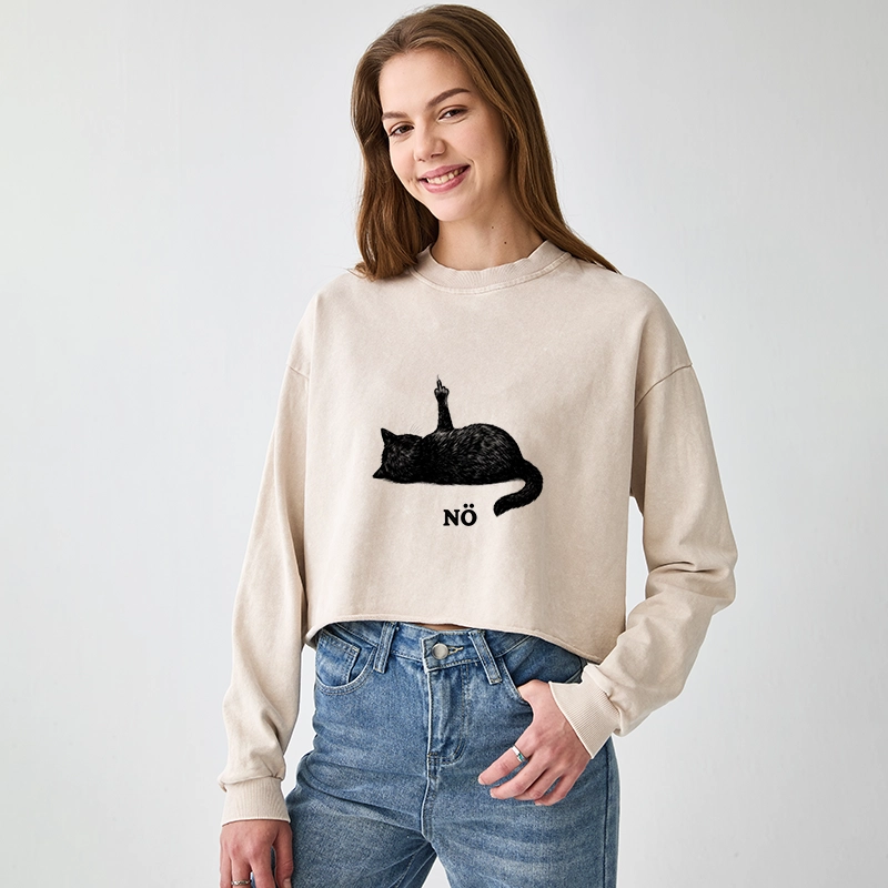 Tokyo-Tiger Cat Refused Washed Crop Sweatshirt