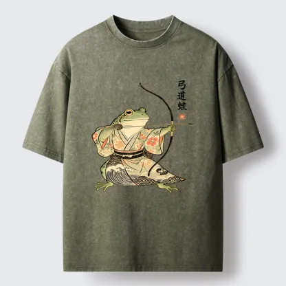 Tokyo-Tiger Frog Shooting Arrows Washed T-Shirt