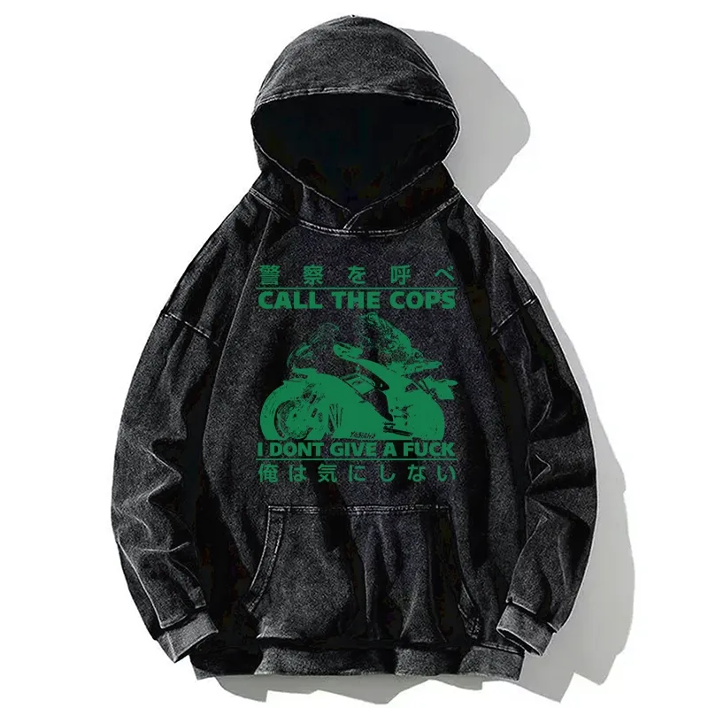 Tokyo-Tiger Funny Frog Riding A Motorcycle Washed Hoodie