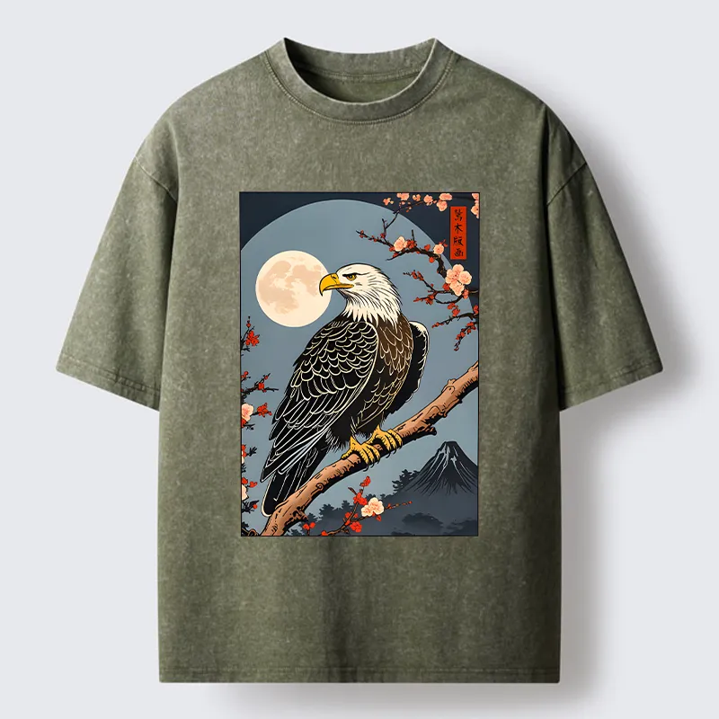 Tokyo-Tiger Ukiyo-e Eagle Washed T-Shirt