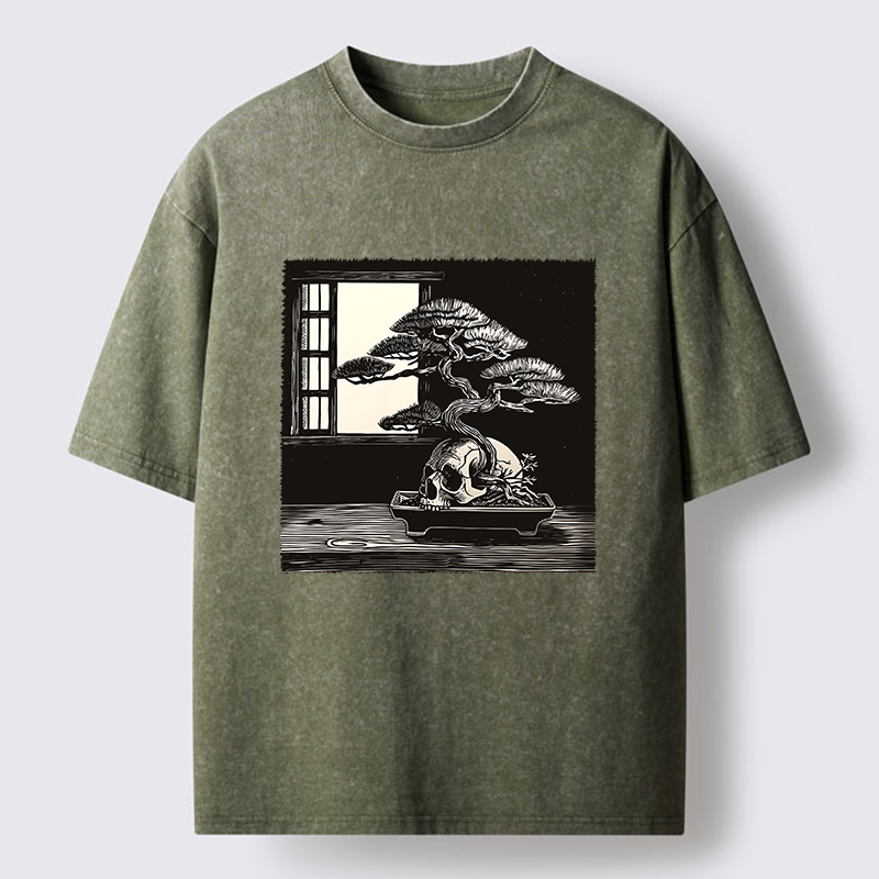 Tokyo-Tiger Horror Japanese Zen Washed T-Shirt