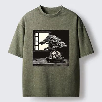 Tokyo-Tiger Horror Japanese Zen Washed T-Shirt