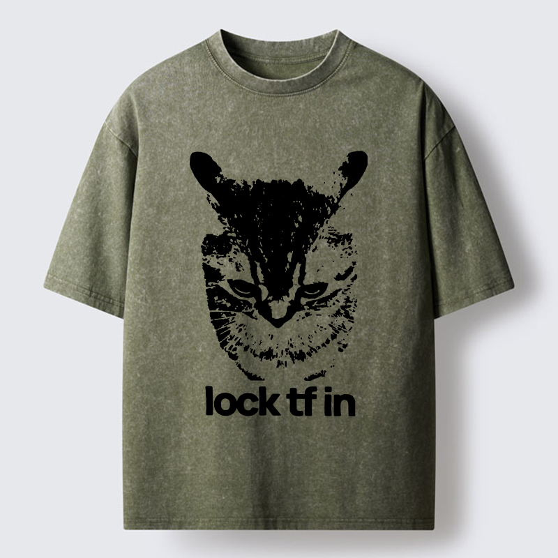 Tokyo-Tiger Serious Cat Meme Washed T-Shirt