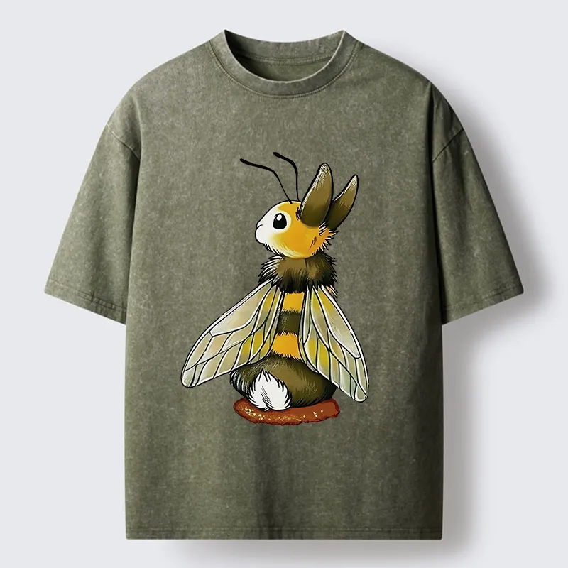 Tokyo-Tiger Bee Rabbit Funny Washed T-Shirt