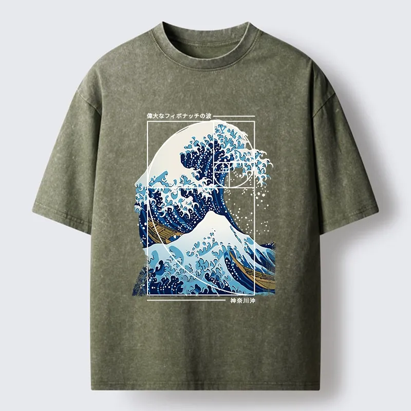 Tokyo-Tiger Golden Ratio The Great Wave Washed T-Shirt