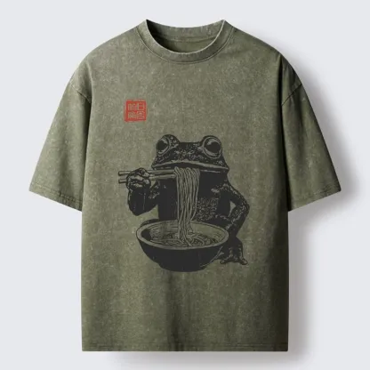 Tokyo-Tiger Noodle Time for Froggy Washed T-Shirt