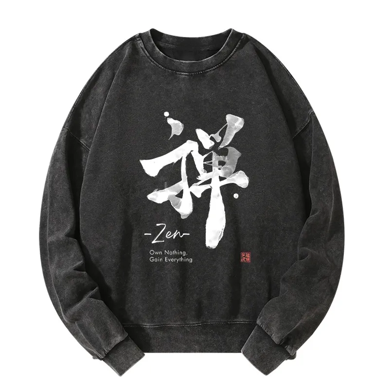 Tokyo-Tiger Zen Texts Washed Sweatshirt Sale