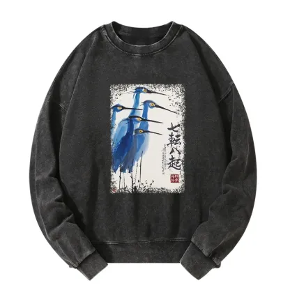 Tokyo-Tiger Wings That Never Yield Washed Sweatshirt