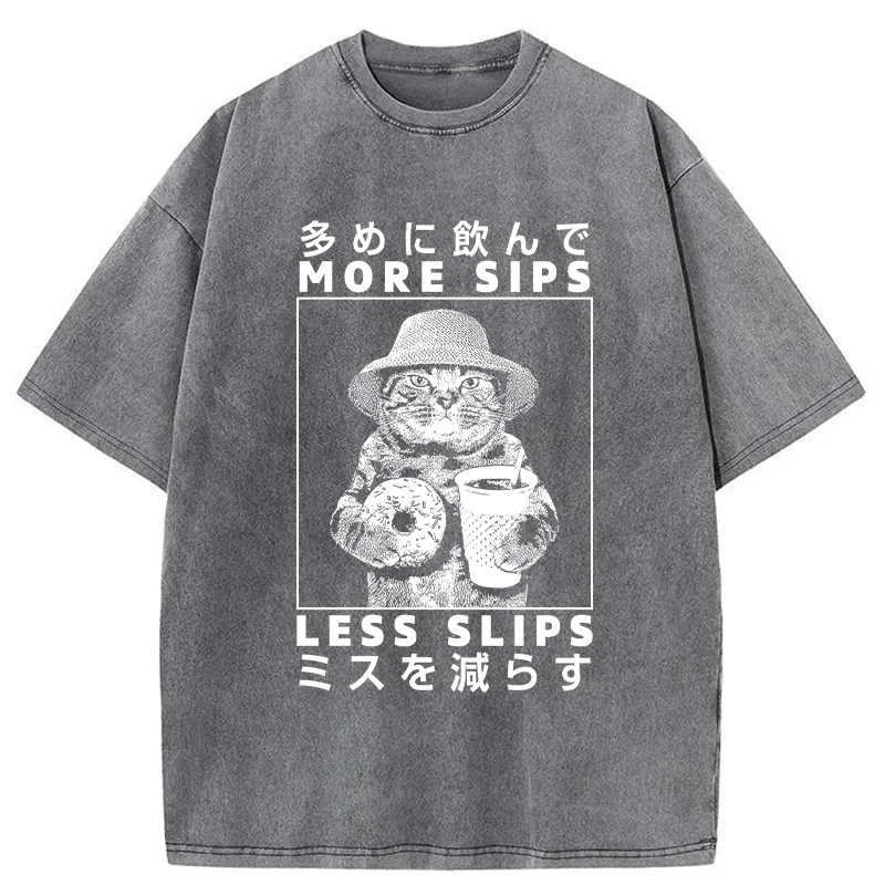 Tokyo-Tiger More Sips Less Slips Washed T-Shirt Sale
