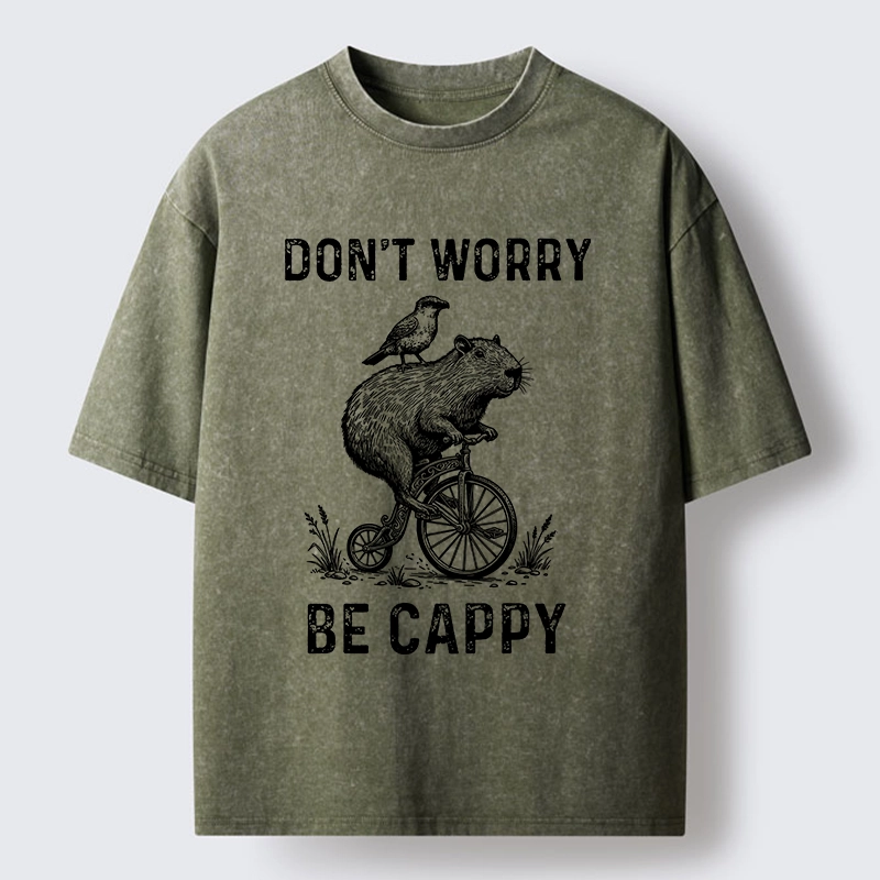 Tokyo-Tiger Happy Capybara on Wheels Washed T-Shirt
