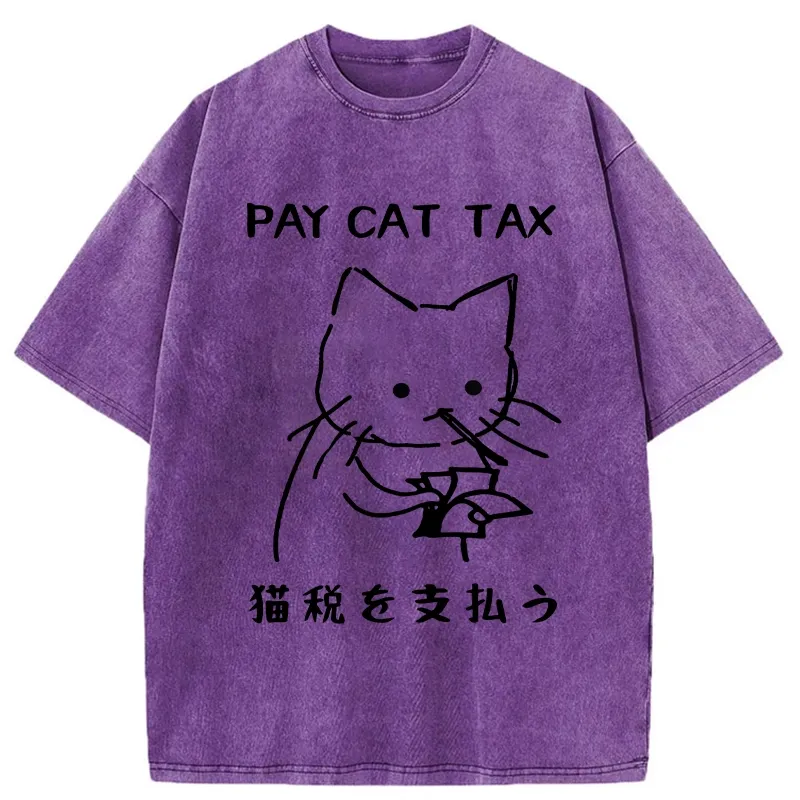 Tokyo-Tiger Pay Cat Tax Washed T-Shirt