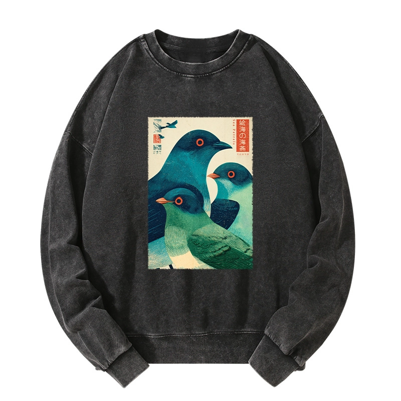 Tokyo-Tiger Petrels Of The Painted Sea Washed Sweatshirt