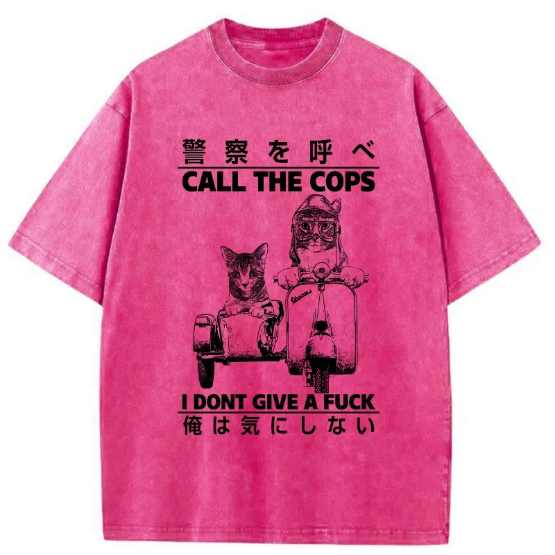 Tokyo-Tiger Funny Cat Riding A Motorcycle Washed T-Shirt