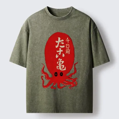 Tokyo-Tiger Retro Octopus Washed T-Shirt