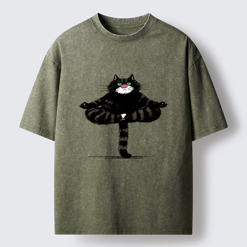 Tokyo-Tiger Cats Use Their Tails For Support Washed T-Shirt