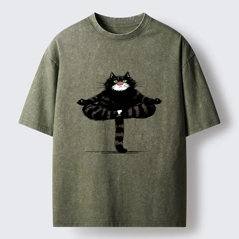 Tokyo-Tiger Cats Use Their Tails For Support Washed T-Shirt Sale