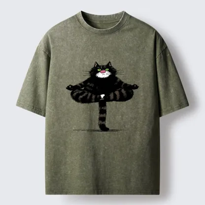 Tokyo-Tiger Cats Use Their Tails For Support Washed T-Shirt