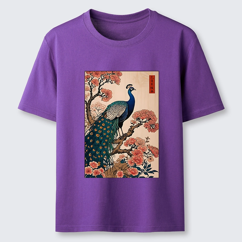 Tokyo-Tiger Vintage Peacock Ukiyoe Print Classic T-Shirt
