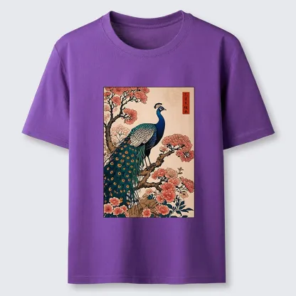 Tokyo-Tiger Vintage Peacock Ukiyoe Print Classic T-Shirt