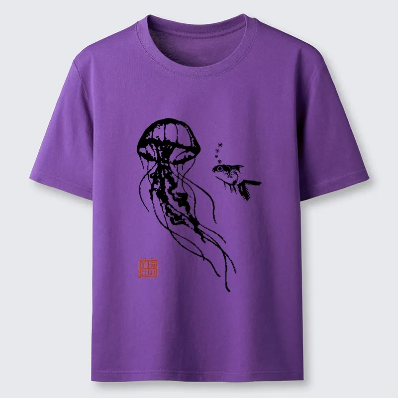 Tokyo-Tiger Ink Wash Jellyfish And Fish Classic T-Shirt