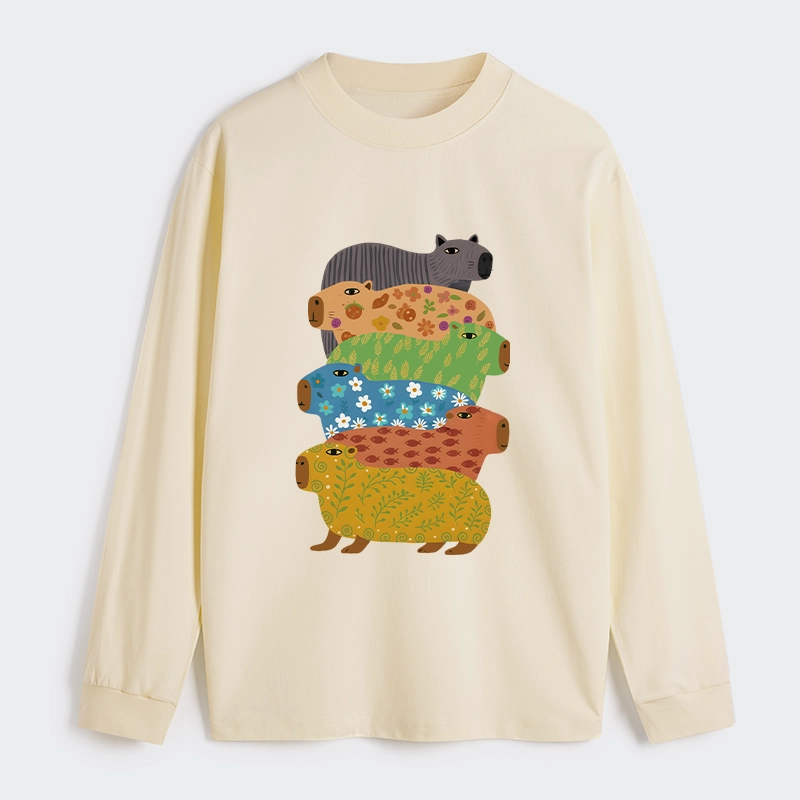 Tokyo-Tiger Colorful Capybaras Classic Long Sleeve T-Shirt