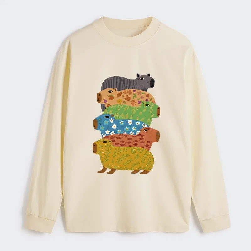 Tokyo-Tiger Colorful Capybaras Classic Long Sleeve T-Shirt
